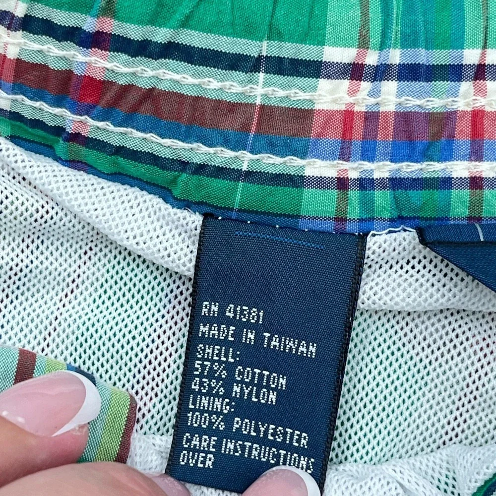 Vintage‎ Polo Ralph Lauren Swim Trunks Men Large Green Bored Shorts 90s Tartan